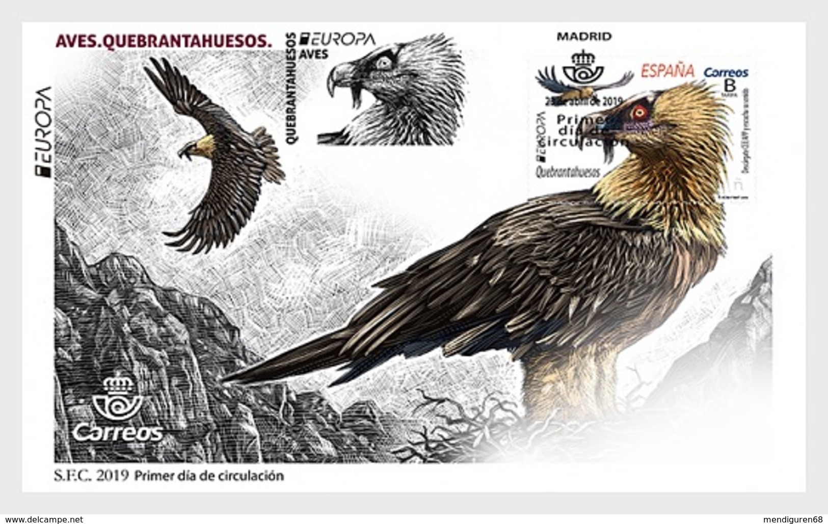 ESPAGNE SPANIEN SPAIN ESPAÑA 2019 EUROPE. BIRDS. OSPREY QUEBRANTAHUESOS FDC ED 5313 YT 5051 MI 5346 - Briefe U. Dokumente