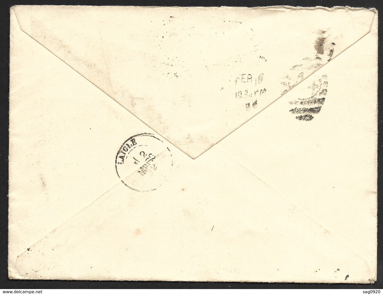 Enveloppe De New York Taxée à L'arrivée à L'Aigle Orne-Cachet Bleu Paris Etranger - 1877-1920: Semi Modern Period