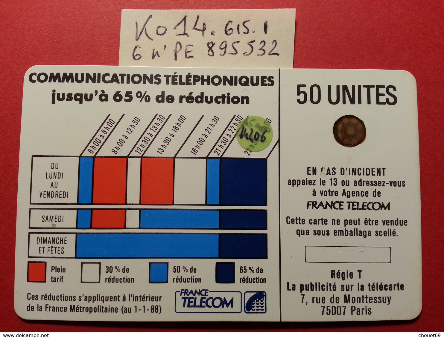 Ko14 .615.1 Cordon Bleu Laqué 50u SC4onSE - Texte 7 Sous P - Trou 7 - Lot 6 PE N°895532 - Telefonschnur (Cordon)