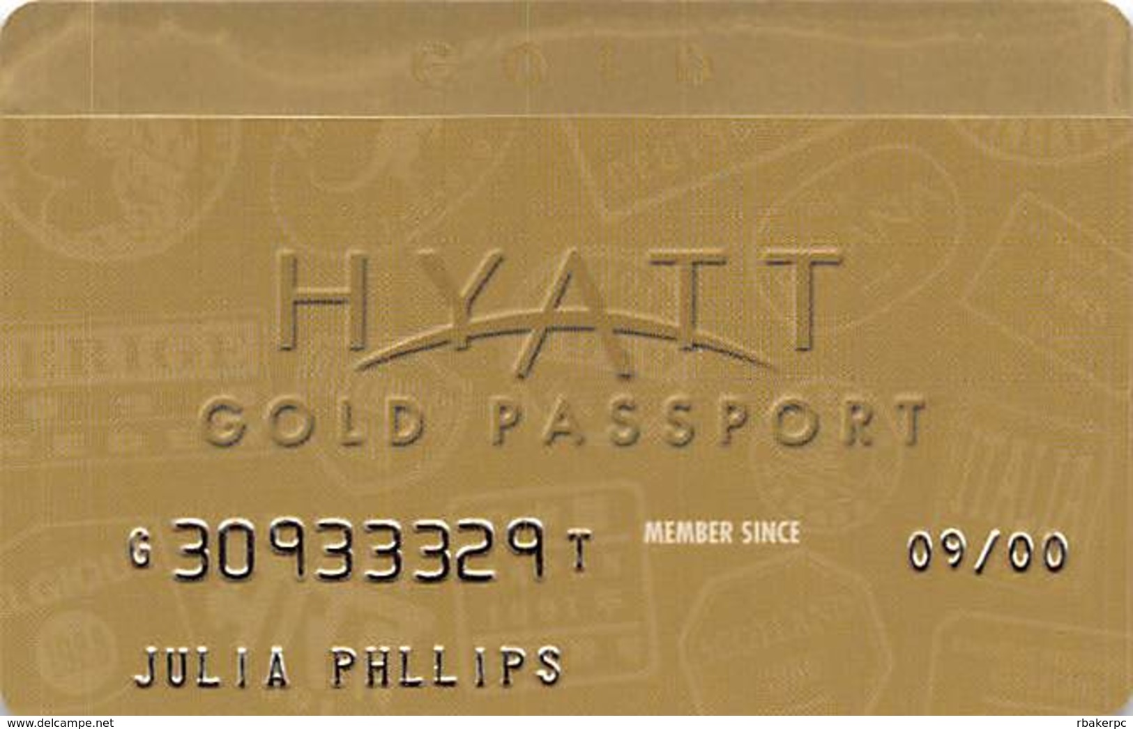 Hyatt Gold Passport Card - Regular Plastic Card - Other & Unclassified
