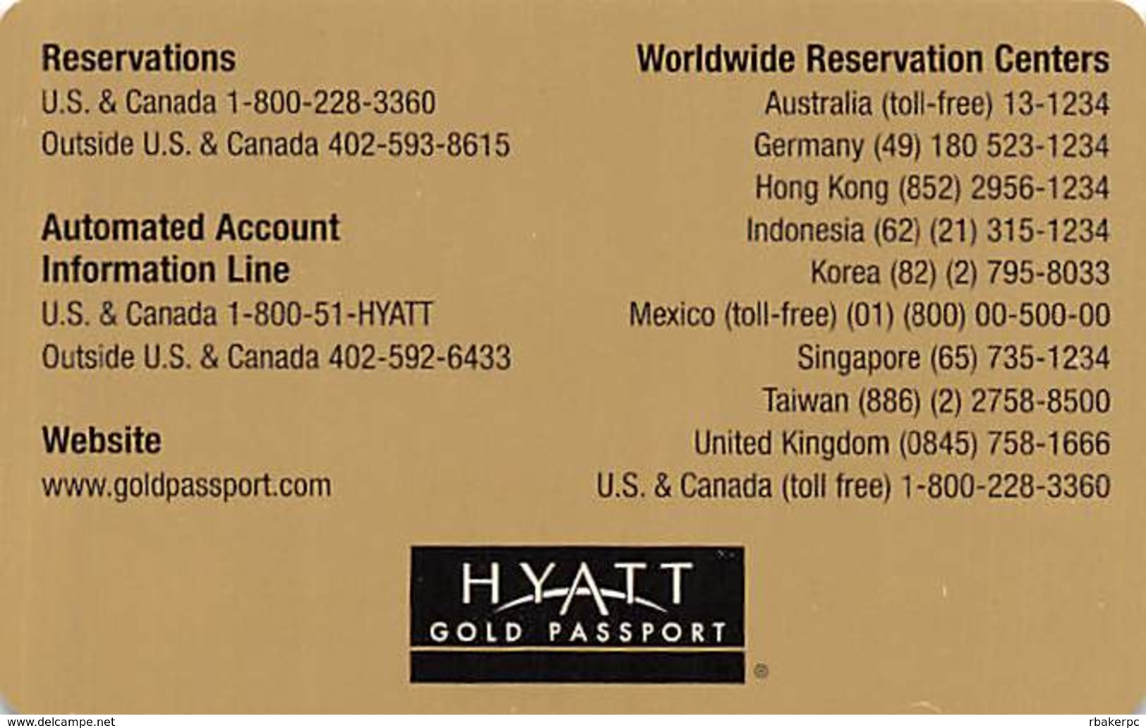 Hyatt Gold Passport Card - Very Thin Plastic Card - Other & Unclassified