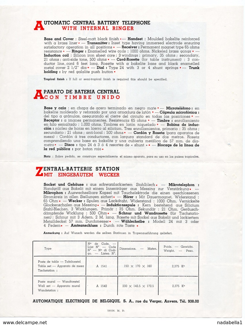 1930s YUGOSLAVIA , BELGIUM, ATEA, TELEPHONE SET, CATALOG SHEET, 2 FISKAL STAMPS, ADVERTISEMENT - Other & Unclassified