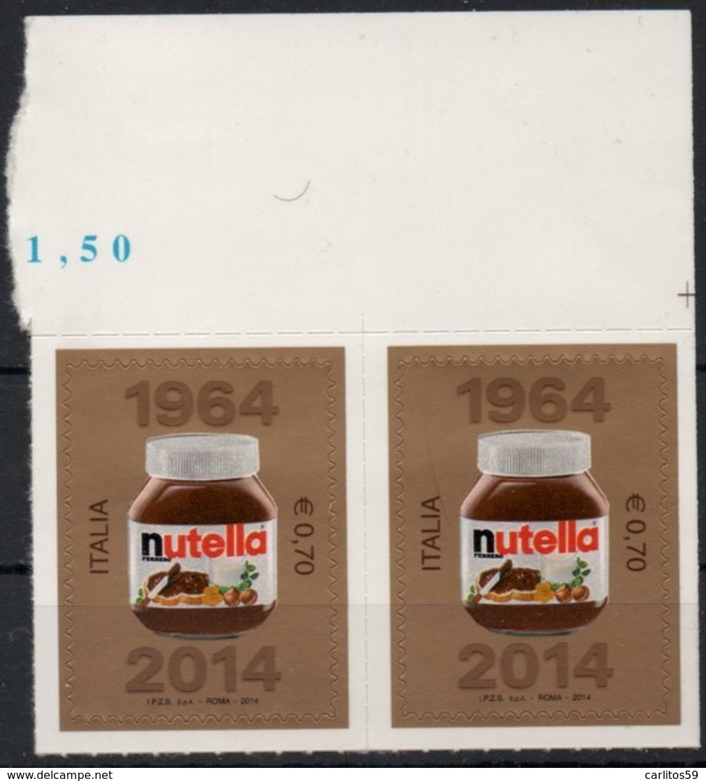 Italia - Repubblica 2014 - 50º Anniversario Della Nutella €. 0,70, Nuovo In Coppia - 2011-20: Nieuw/plakker