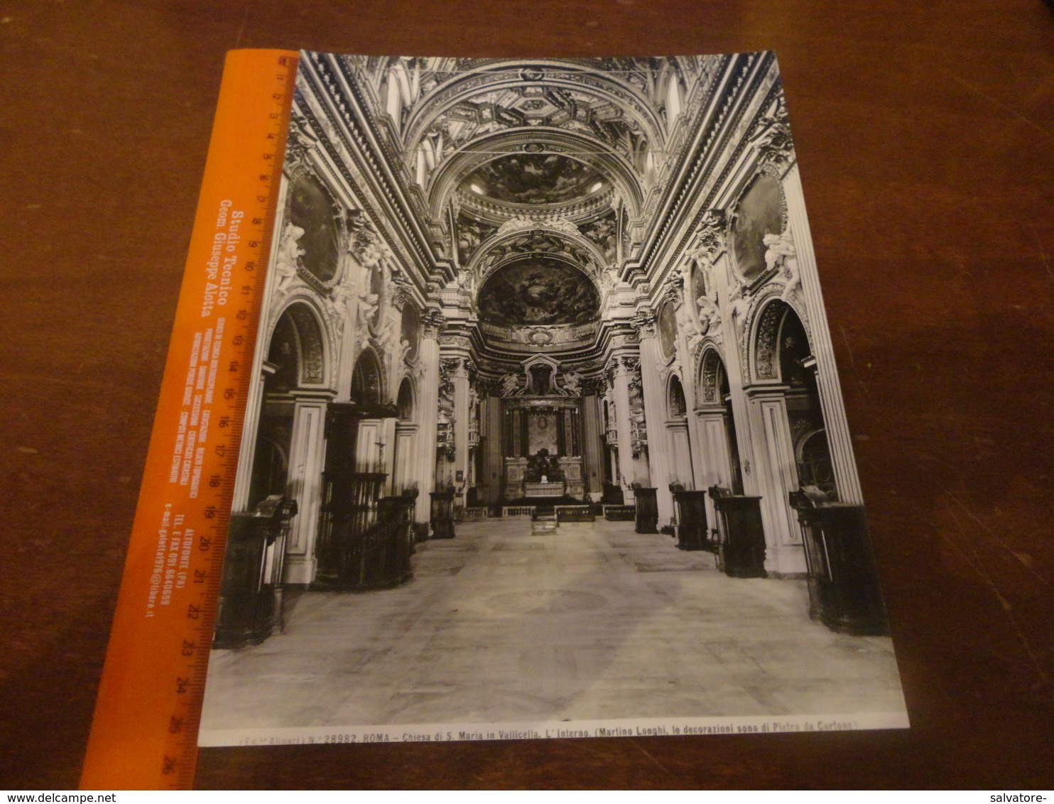 FOTO ALINARI -ROMA -CHIESA DI S.MARIA IN VALLICELLA L'INTERNO-(MARIO LONGHI, -25X20 CIRCA - Luoghi