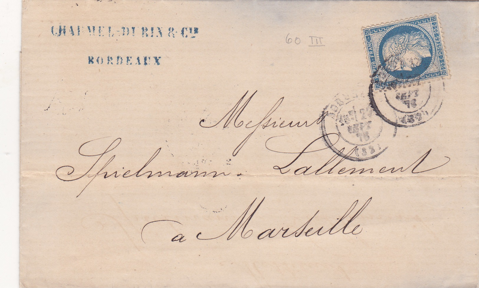 310  -  CERES  60   BORDEAUX  A  MARSEILLE - 1849-1876: Classic Period