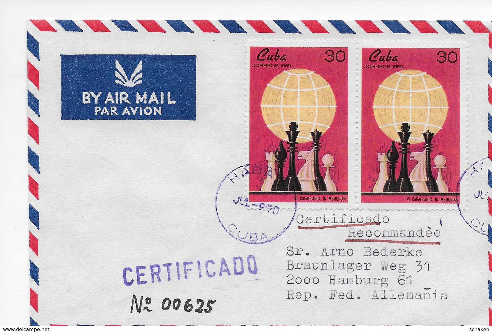 Cuba 1969; Ajedrez Chess Used Cover To Germany + 2x FDC - Covers & Documents