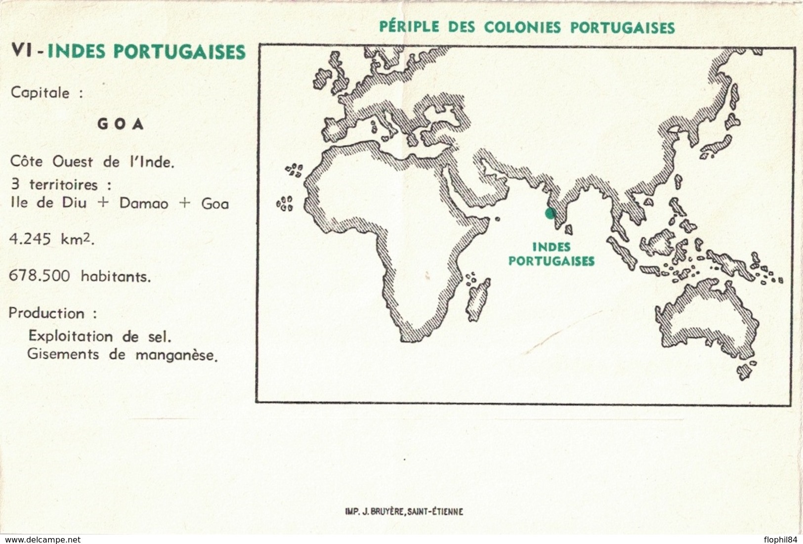 INDE PORTUGAISE - GOA - 1957 - ENVELOPPE PUBLICITAIRE LABORATOIRES BOCQUET A DIEPPE -SEINE MARITIME - PUERICRINE. - India Portoghese
