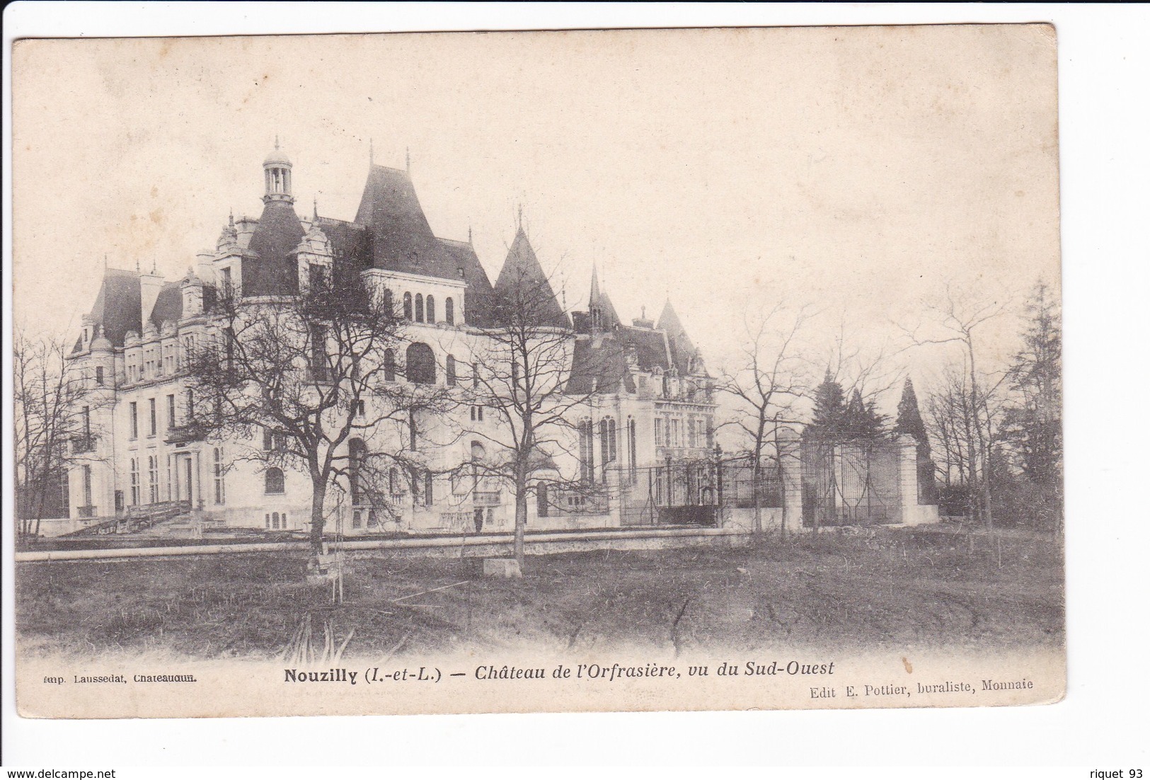 Nouzilly - Château De De L'Orfrasière, Vue Du Sud-Ouest - Autres & Non Classés