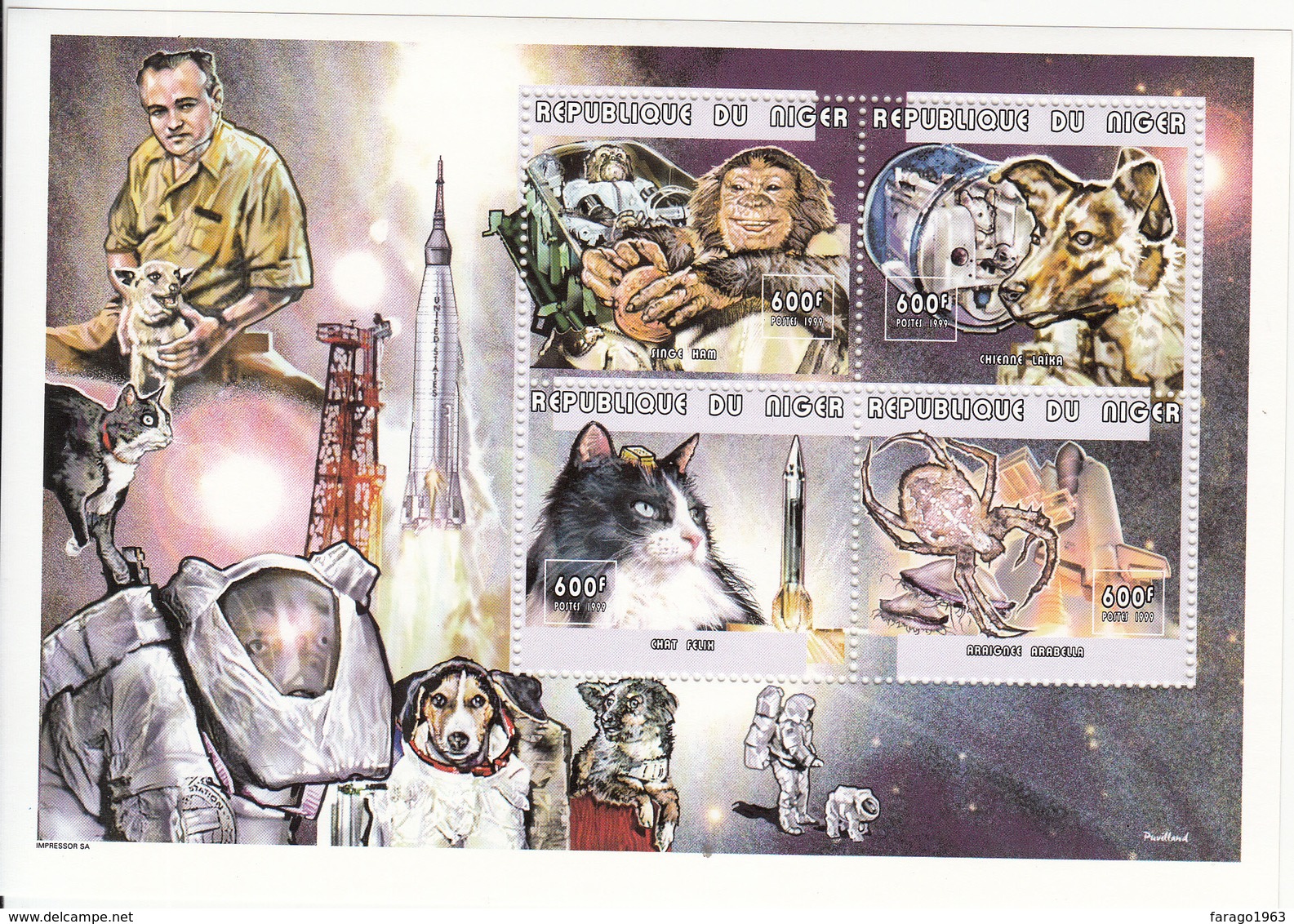 1999 Niger Space Dogs Cats  Miniature Sheet  MNH  CHEAPER THAN BUYING WHOLE SET - Niger (1960-...)