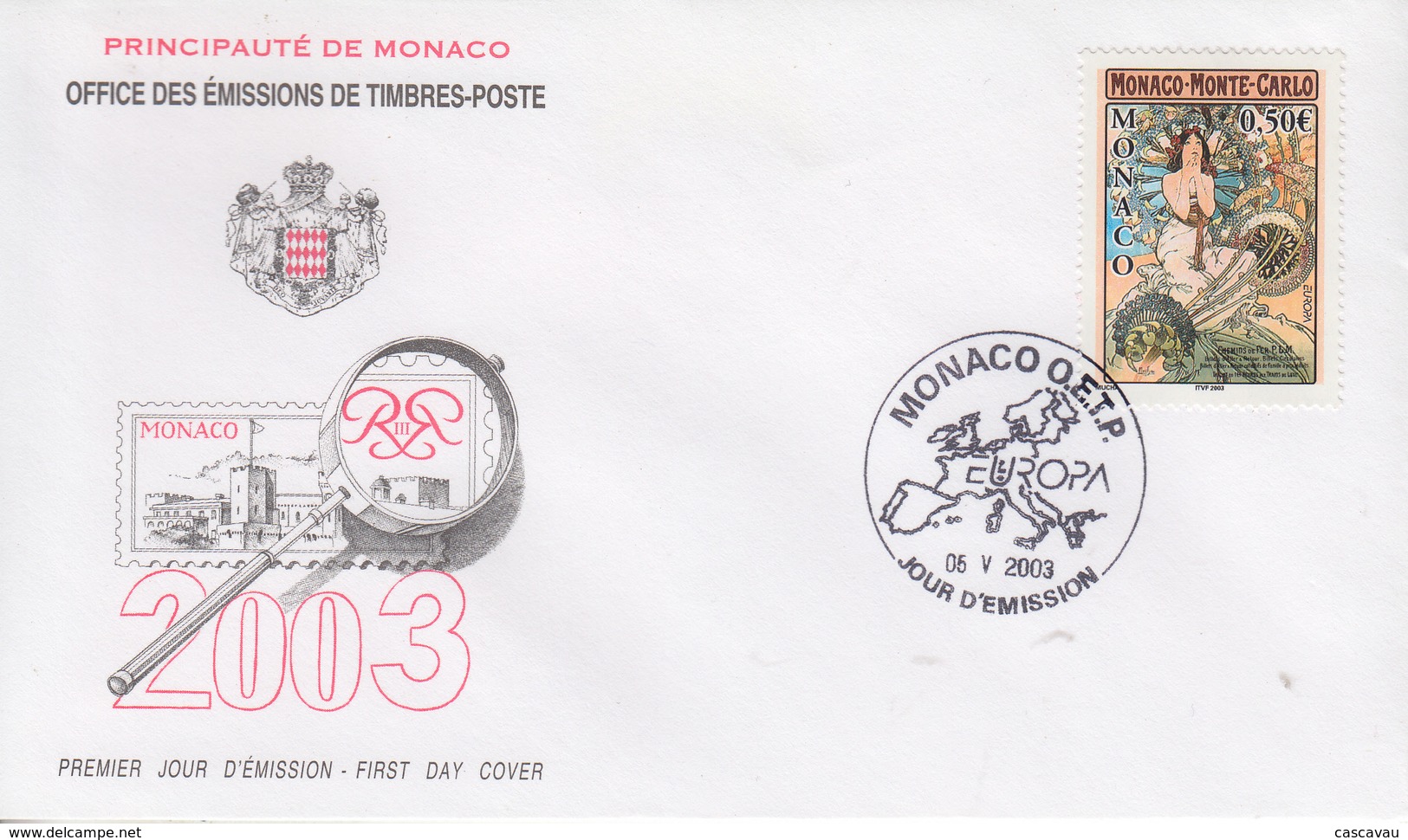 Enveloppe  FDC  1er  Jour   MONACO   Oeuvre  D' Alphonse   MUCHA   EUROPA   2003 - 2003