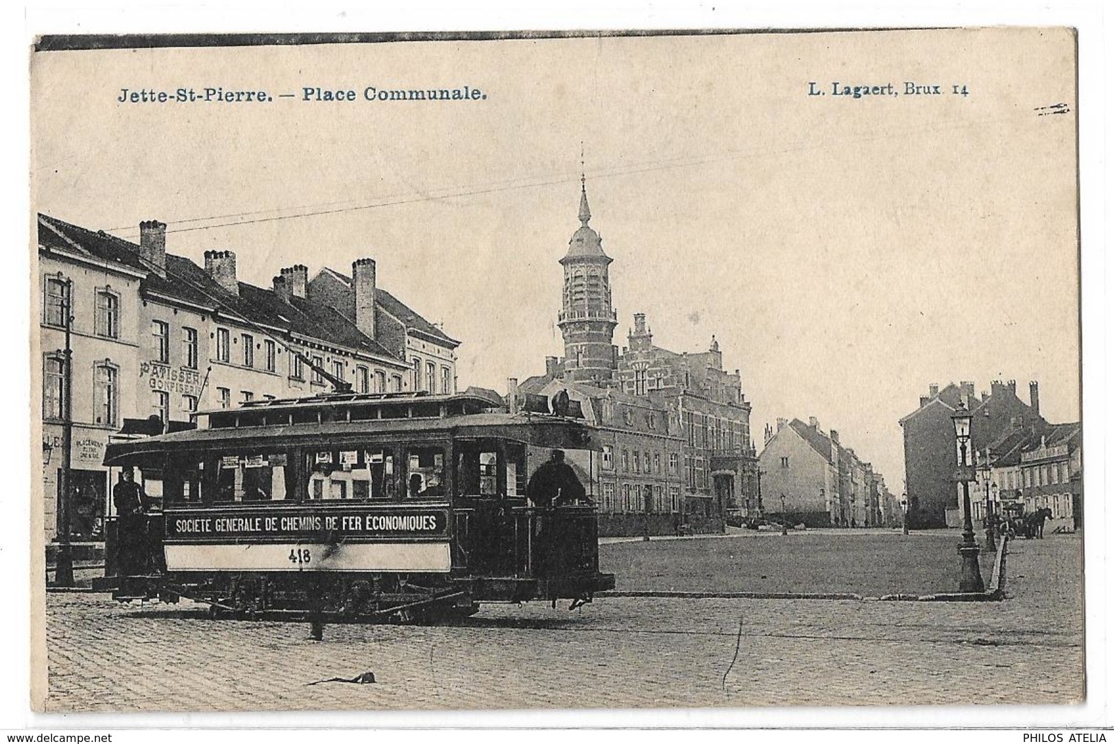 CPA CP Belgique Jette St Pierre Place Communale Tramway Sté Générale Chemins De Fer économique L Lagaert Bruxelles - Jette