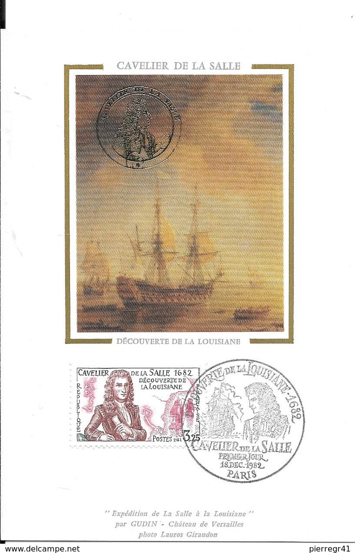 CPA-1983-67-Edit FDC-CARTE  PHILATELIQUE 1e JOUR-400 ANS Découverte De La LOUISIANE-Cavalier De La SALLETBE - Personnages Historiques