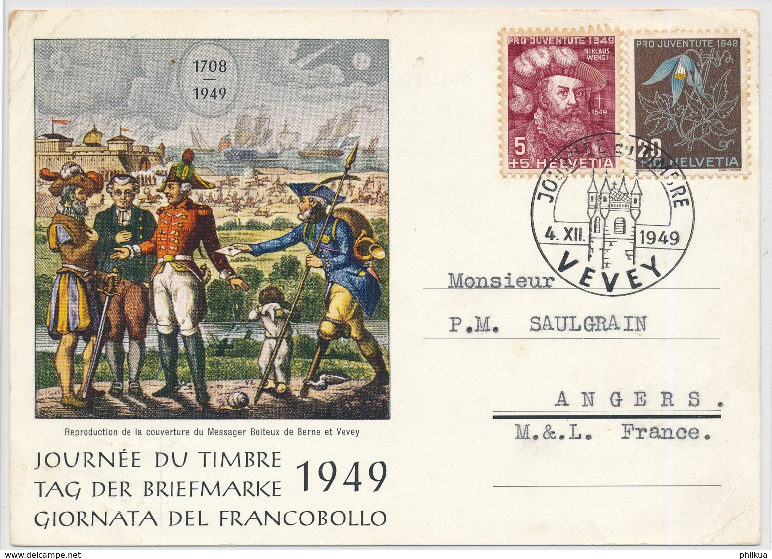 1949 - Tag Der Briefmarke - Journée Du Timbre - Giornata Del Francobolli - VEVEY - Schweiz -Suisse - Svizzera - Journée Du Timbre