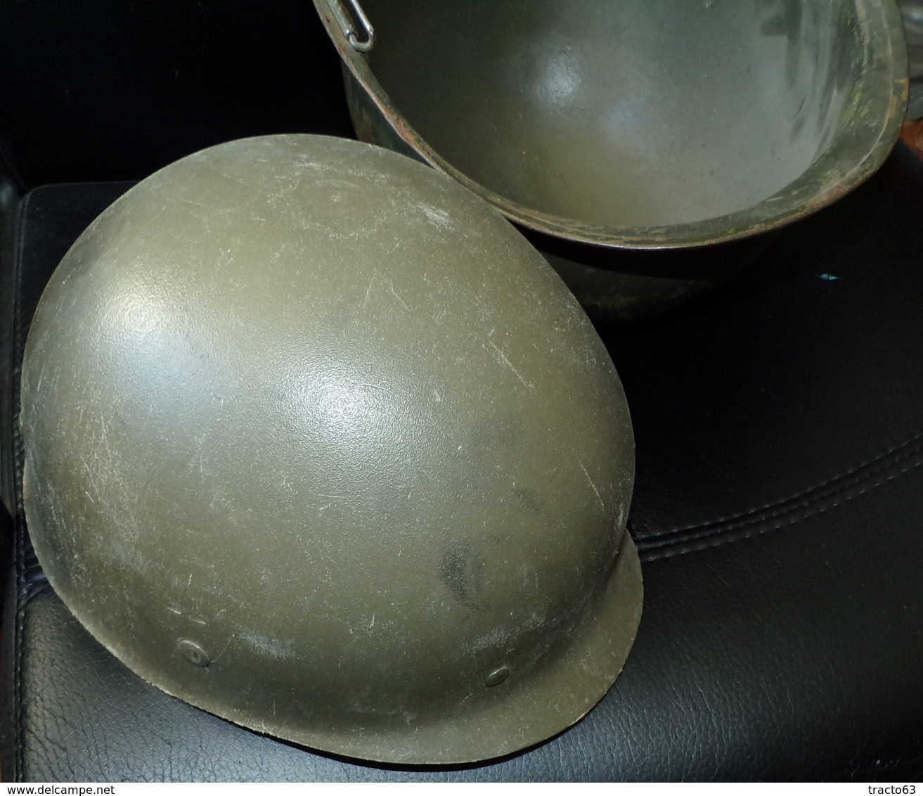 CASQUE MILITAIRE GENRE AMERICAIN AVEC SOUS CASQUE LEGER MODELE OTAN DE TAILLE 59-60, PAS DE MARQUAGE DANS LE CASQUE LOUR