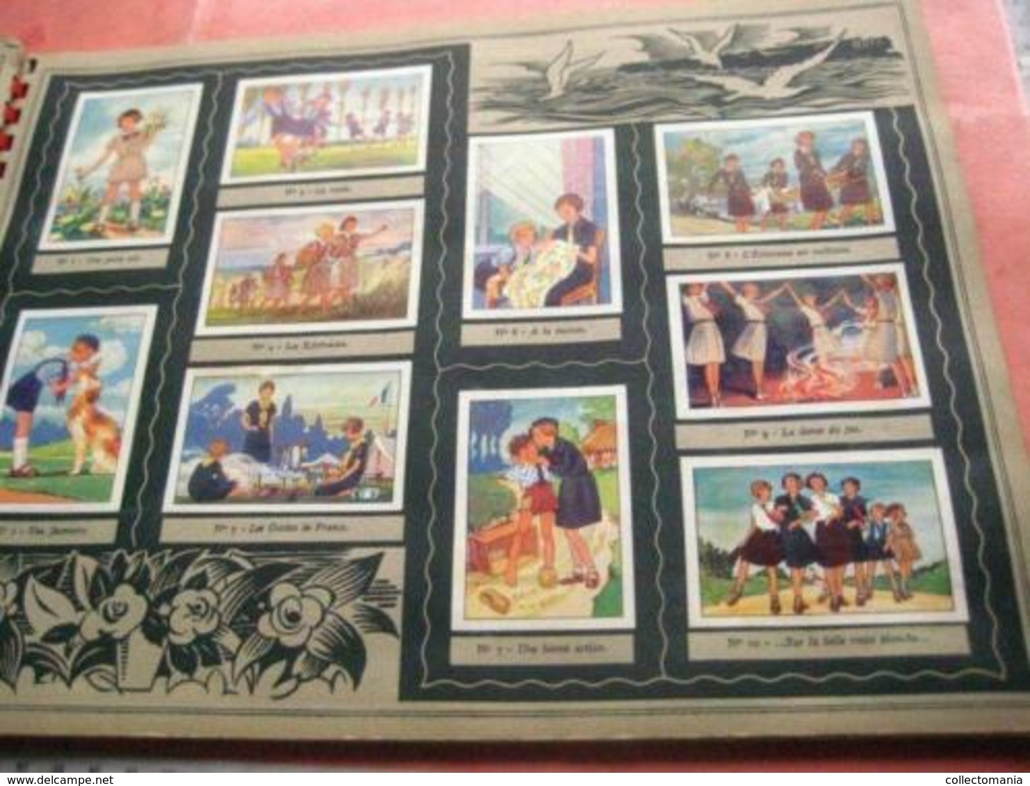 SCOUTS,  full album with glued vignettes around 1950, only one card is missing, all around 1950, VG,  B.D.