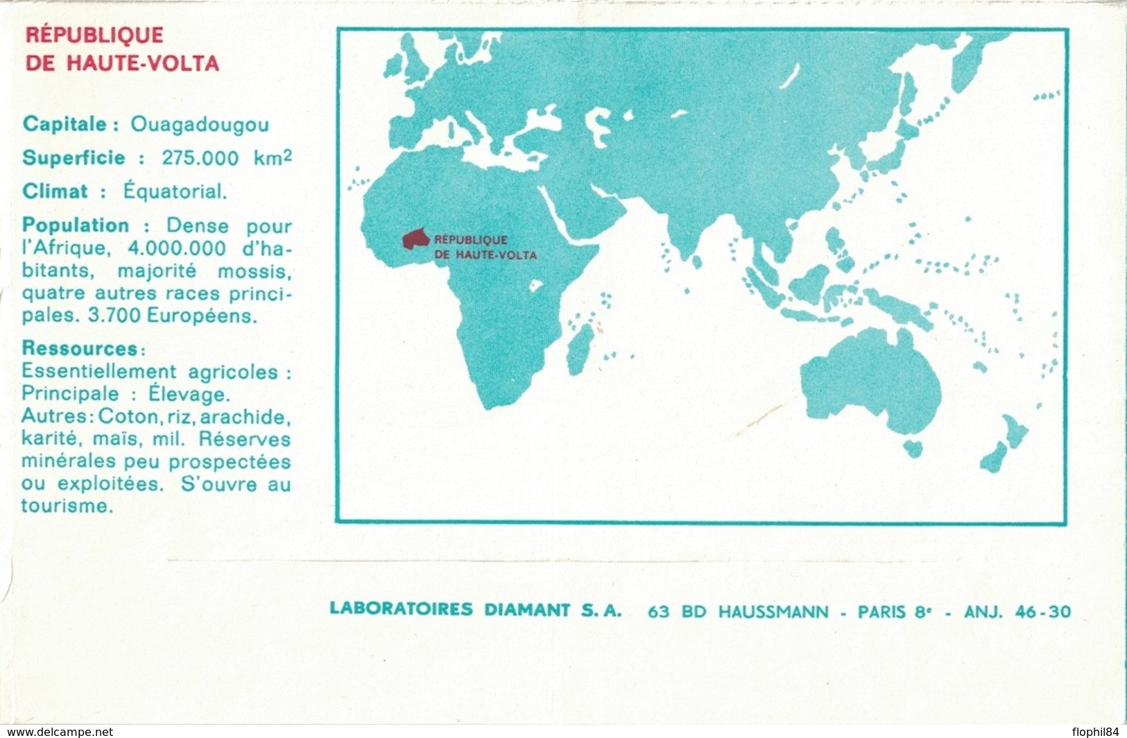 HAUTE VOLTA - 1964 - ENVELOPPE PUBLICITAIRE LABORATOIRES BOCQUET A DIEPPE -SEINE MARITIME - NUBALGYL - Upper Volta (1958-1984)