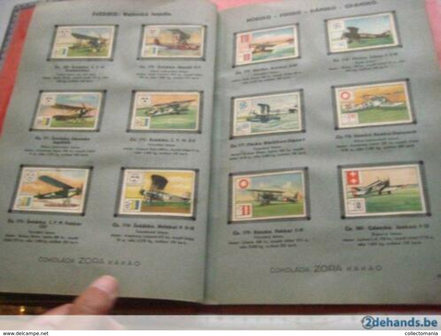 1  chocolate album, first avion  pionier, distributing cards around 1933, kakao fvliegtuigen 2 wings RARE PUB. Zora