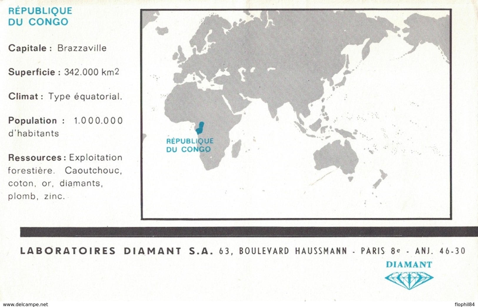 CONGO - 1963 - ENVELOPPE PUBLICITAIRE LABORATOIRES BOCQUET A DIEPPE -SEINE MARITIME - HEXACYCLINE - Gebraucht