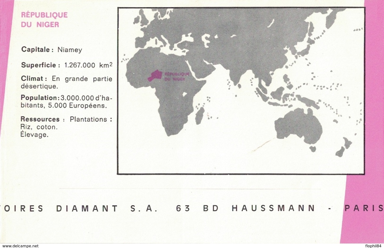 NIGER - 1963 - ENVELOPPE PUBLICITAIRE LABORATOIRES BOCQUET A DIEPPE -SEINE MARITIME - HEXACYCLINE - Niger (1960-...)