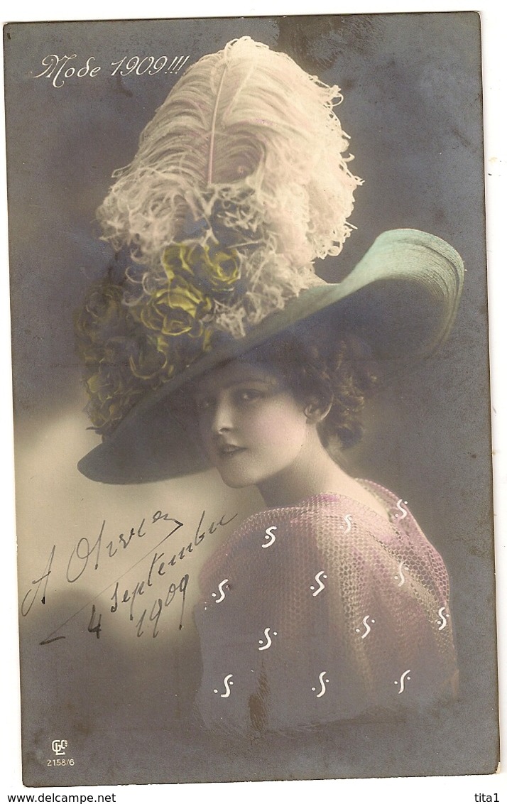 135 - Mode 1909 - Jeune Dame Chapeau Original - Mode