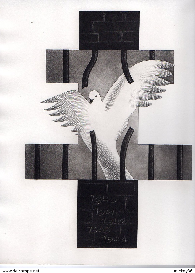 Epreuve D'Artiste -1964-PARIS-CAEN-BAYEUX.....-20°anniv Libération-Encart Philatélique N°158/2000-gravures J.Combat - Epreuves D'artistes