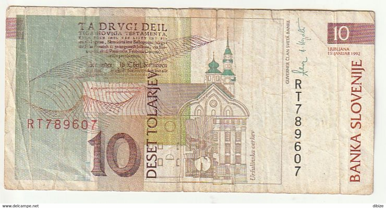 Slovénie. Billet De Banque Usagé. 10 Florins. 1992. Etat Très Moyen. Taches. Petit Scotch. - Slovenia