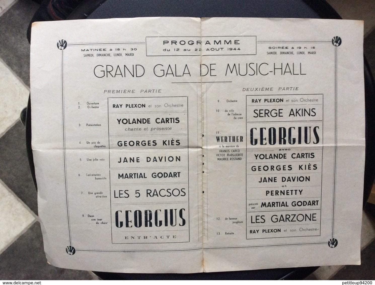 PROGRAMME LE PETIT CASINO Le Café Concert De Paris  SARTHEL  Juin 1914 - Programmes