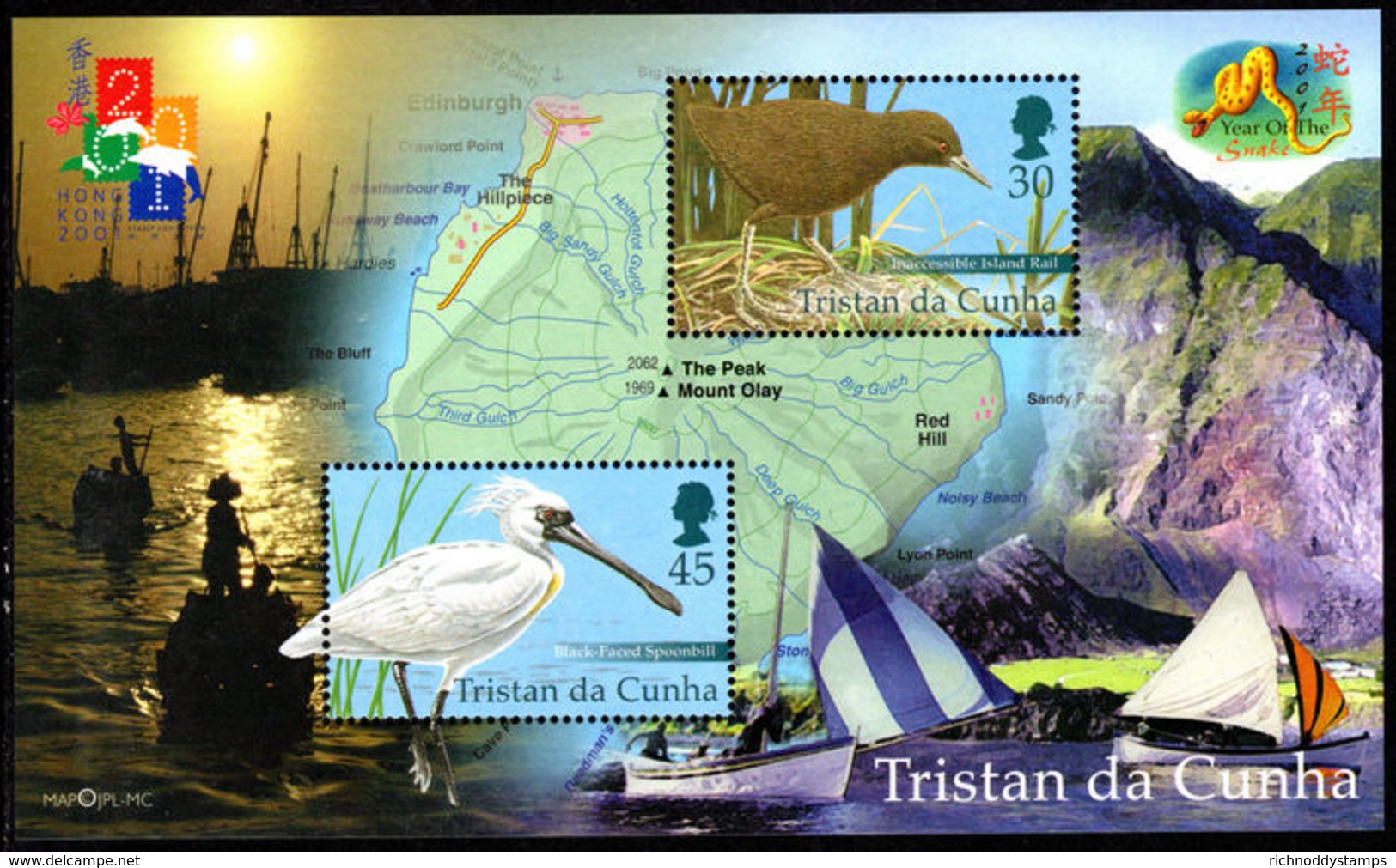 Tristan Da Cunha 2001 Hong Kong Souvenir Sheet Unmounted Mint. - Tristan Da Cunha
