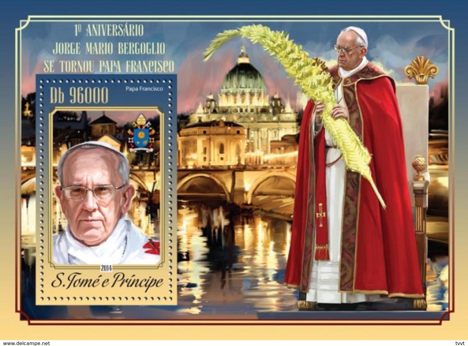 Sao Tome And Principe, 2014. [st14601] Pope Francisc (s\s+bl) - Papes