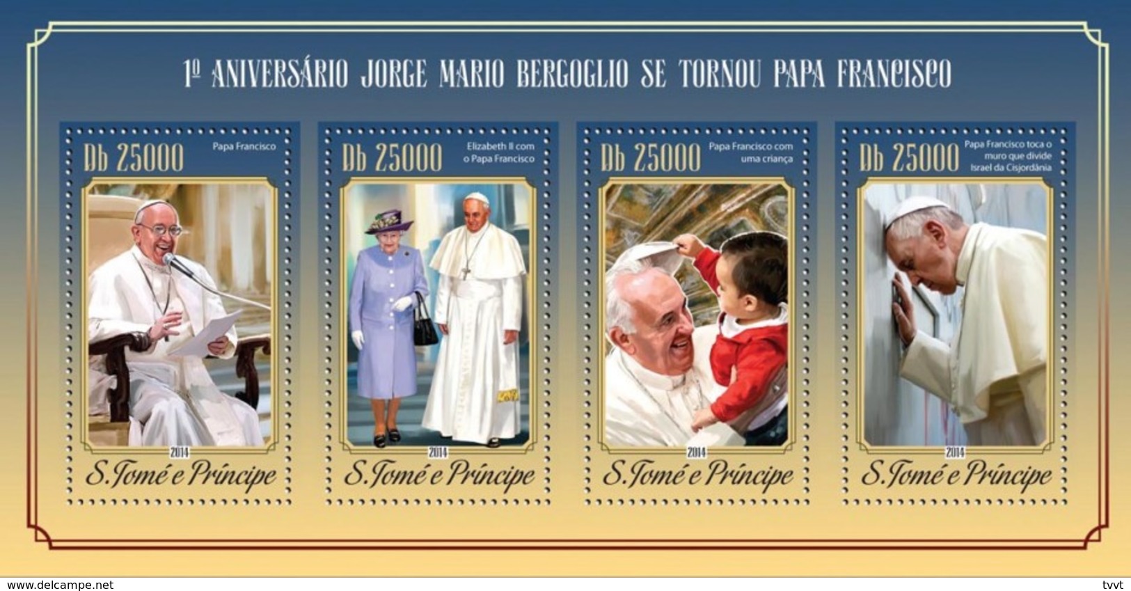 Sao Tome And Principe, 2014. [st14601] Pope Francisc (s\s+bl) - Päpste