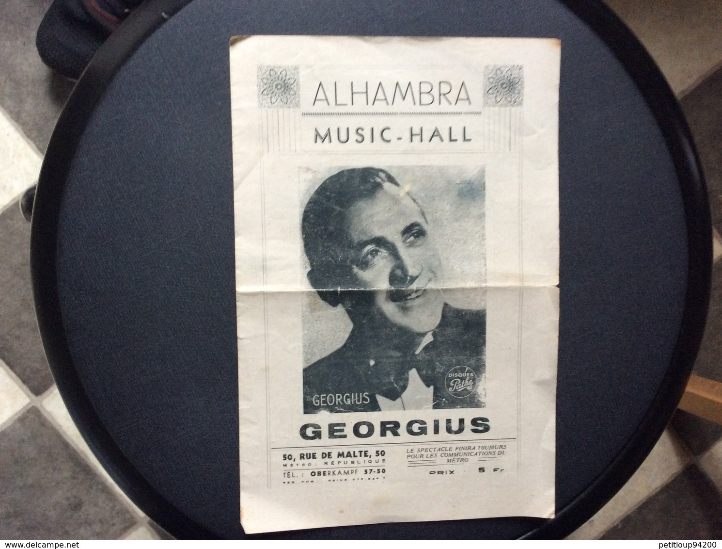 PROGRAMME ALHAMBRA  Music-Hall  GEORGIUS  Août 1944 - Programme