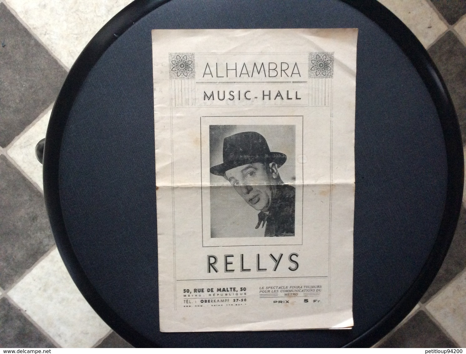 PROGRAMME ALHAMBRA  Music-Hall  RELLYS Juillet 1944 - Programmes