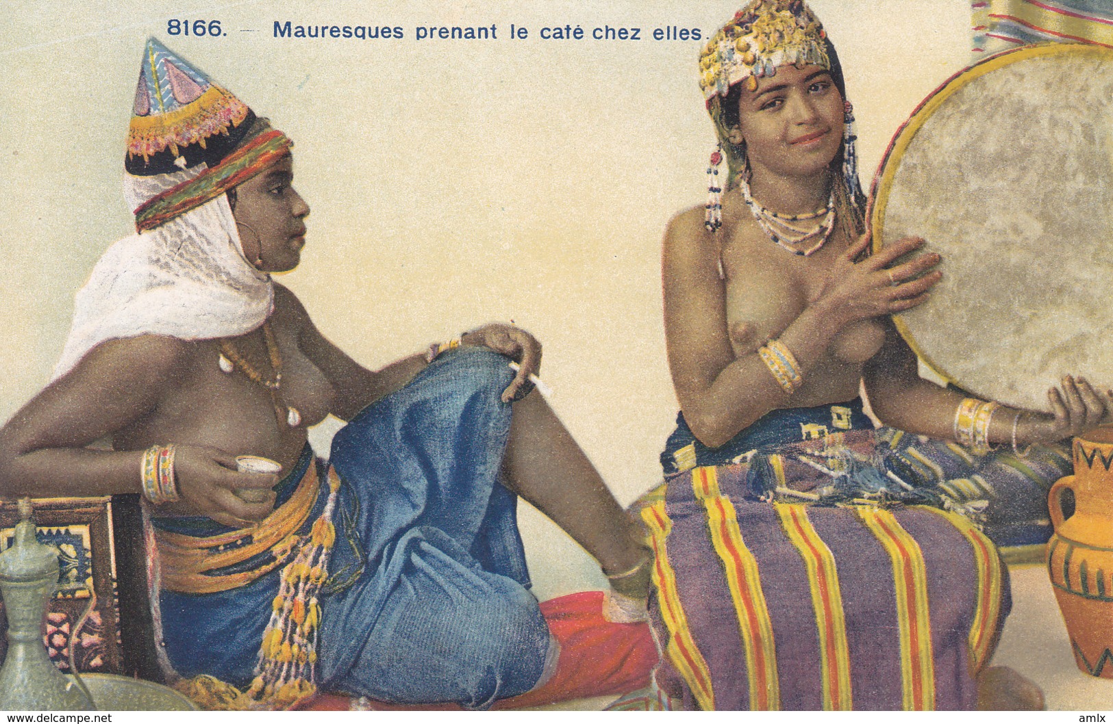 Mauresques Prenant Le Café Seins Nus Non écrite Tbe - Women