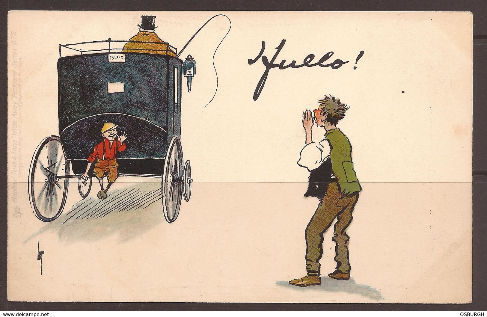 GREAT BRITAIN. EDWARDIAN POSTCARD USED. COMIC / HUMOUR. TUCK - WRITE AWAY SERIES. HUELO - CARRAIGE. CHROMOGRAPHED IN BAV - Humour