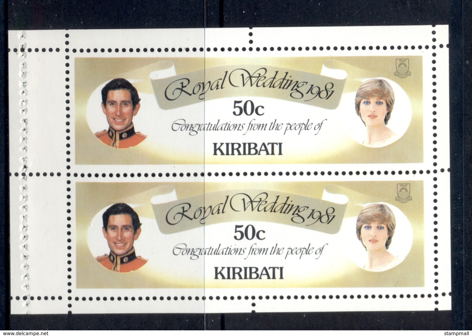 Kiribati 1981 Royal Wedding Charles & Diana 50c Booklet Pane MUH - Kiribati (1979-...)