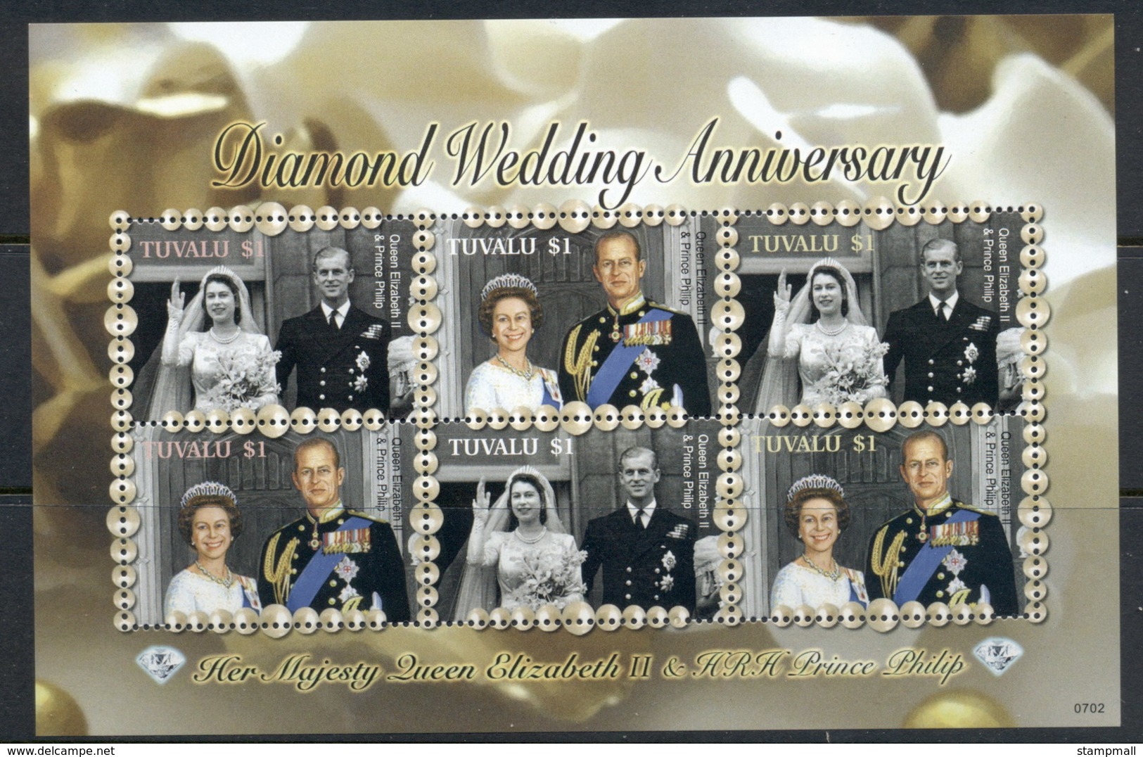 Tuvalu 2007 QEII Diamond Wedding Anniversary MS MUH - Tuvalu