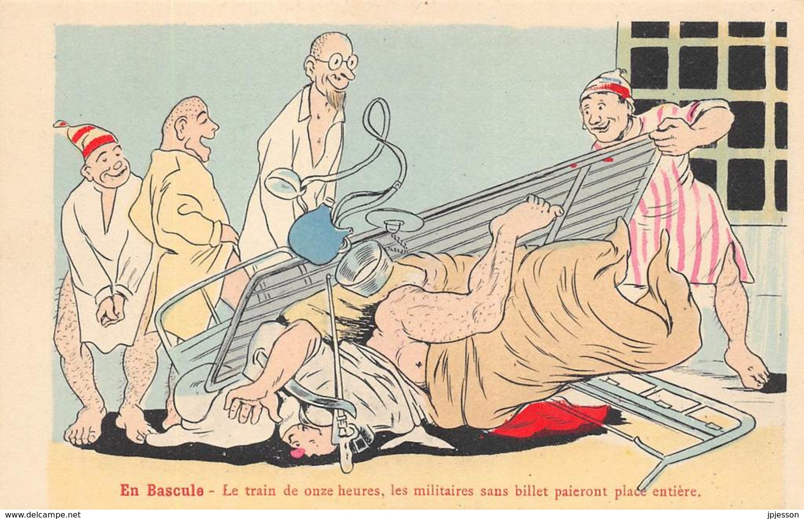 MILITARIA - HUMORISTIQUE  "EN BASCULE"  CARTE DESSINEE - ILLUSTRATEUR - Umoristiche