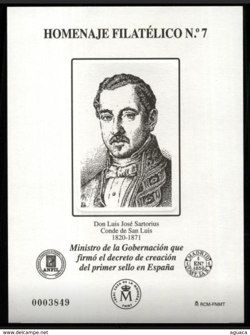 ESPAÑA SPAIN ESPAGNE SPANIEN EDIFIL HOMENAJE FILATÉLICO 7 LUIS JOSÉ SARTORIUS CONDE DE SAN LUIS 2011 MNH - Nuevos