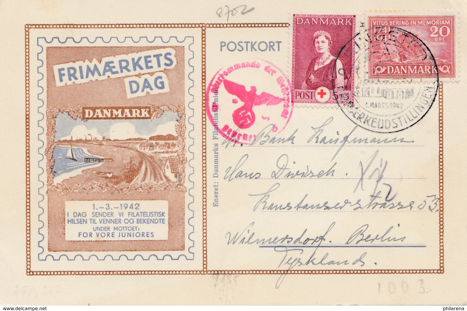 Dänemark: 1942 Postkarte Sonderstempel Nach Berlin, Zensur - Autres & Non Classés