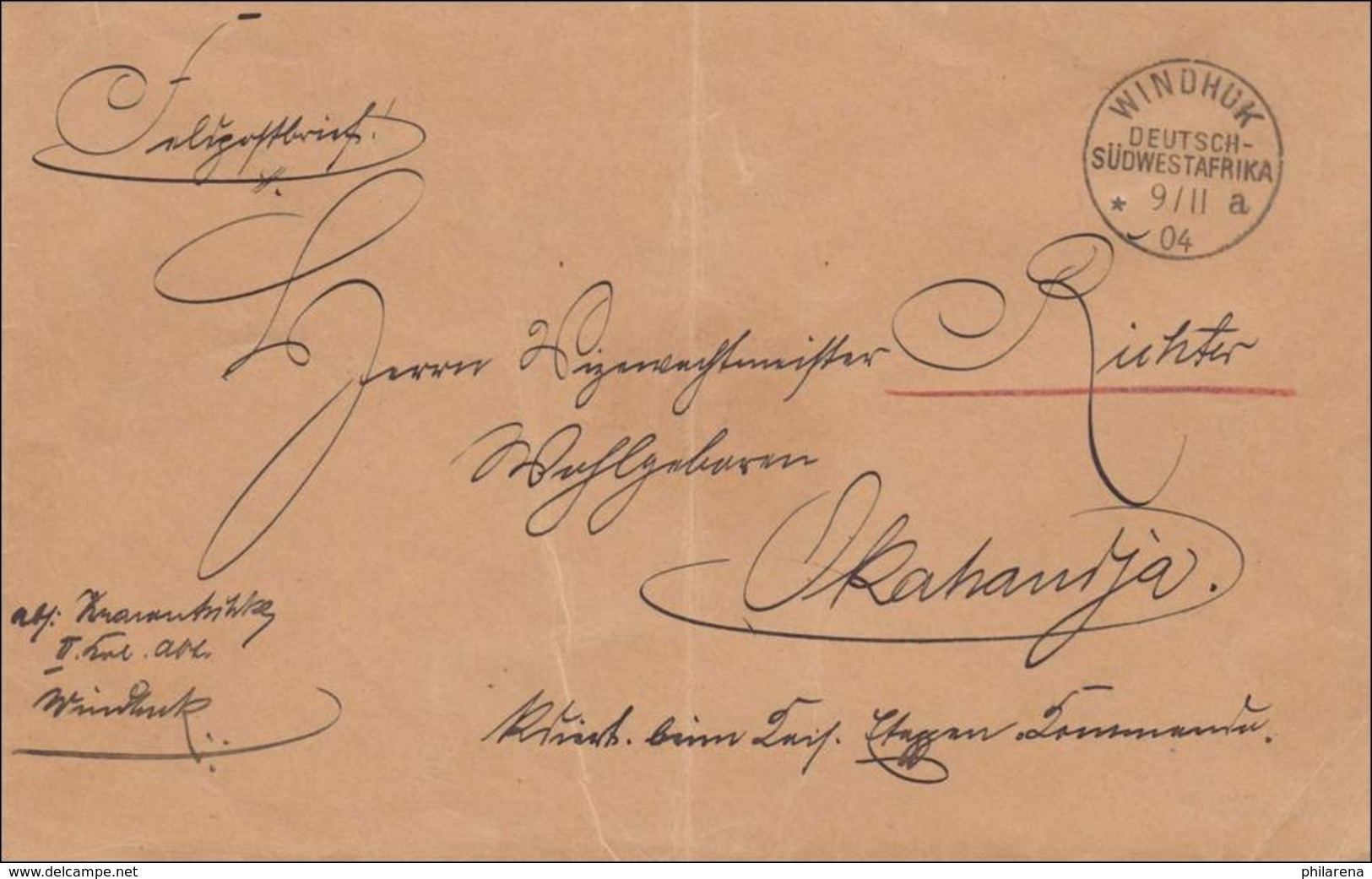 DSWA: Brief Windhuk 1904 Nach Skahanja/Okahandja Als Feldpost - Sud-Ouest Africain Allemand