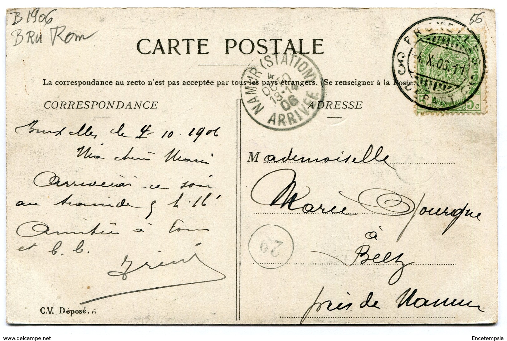 CPA - Carte Postale - Belgique - Bruxelles - Porte Bonheur- 1906 (B8875) - Autres & Non Classés