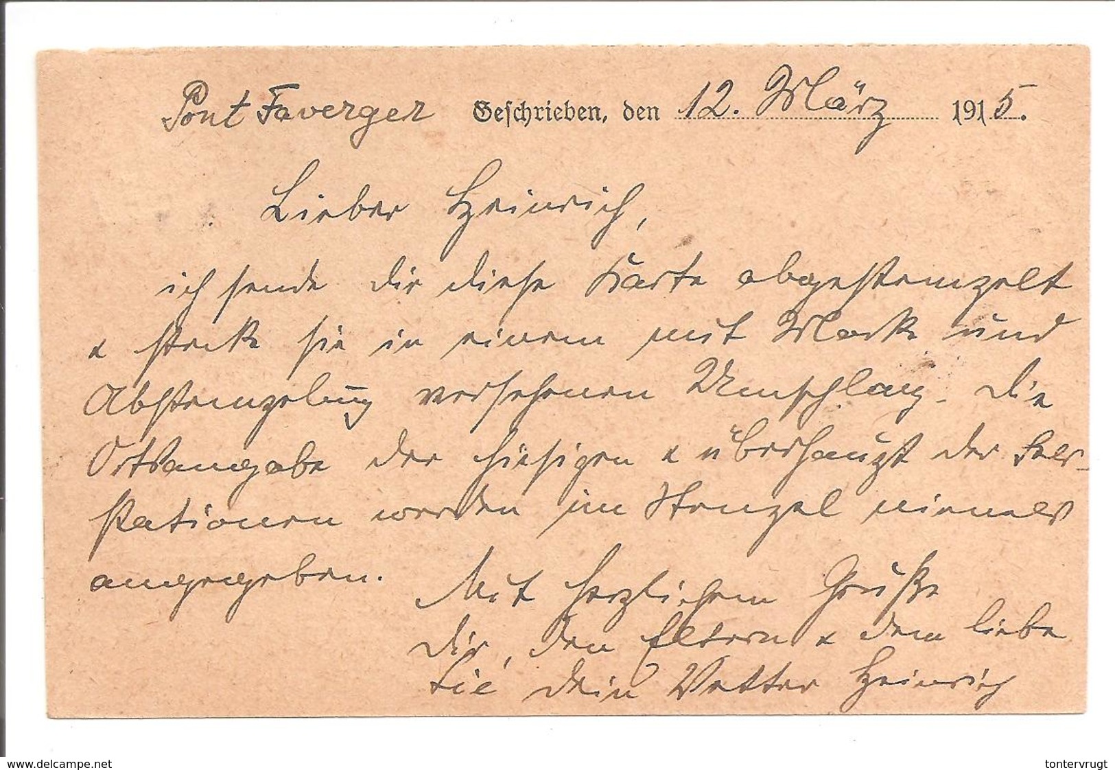 Germania. Feldpost 23 Reserve-Div. 51Pont Faverger-Marne. Antwort Feldpostkarte 12.3.15 - Sonstige & Ohne Zuordnung