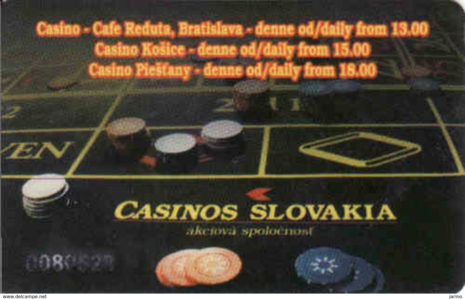 Slovaquie, Casinos Slovakia Magnetic Card, Bratislava, Košice, Piešťany - Cartes De Casino
