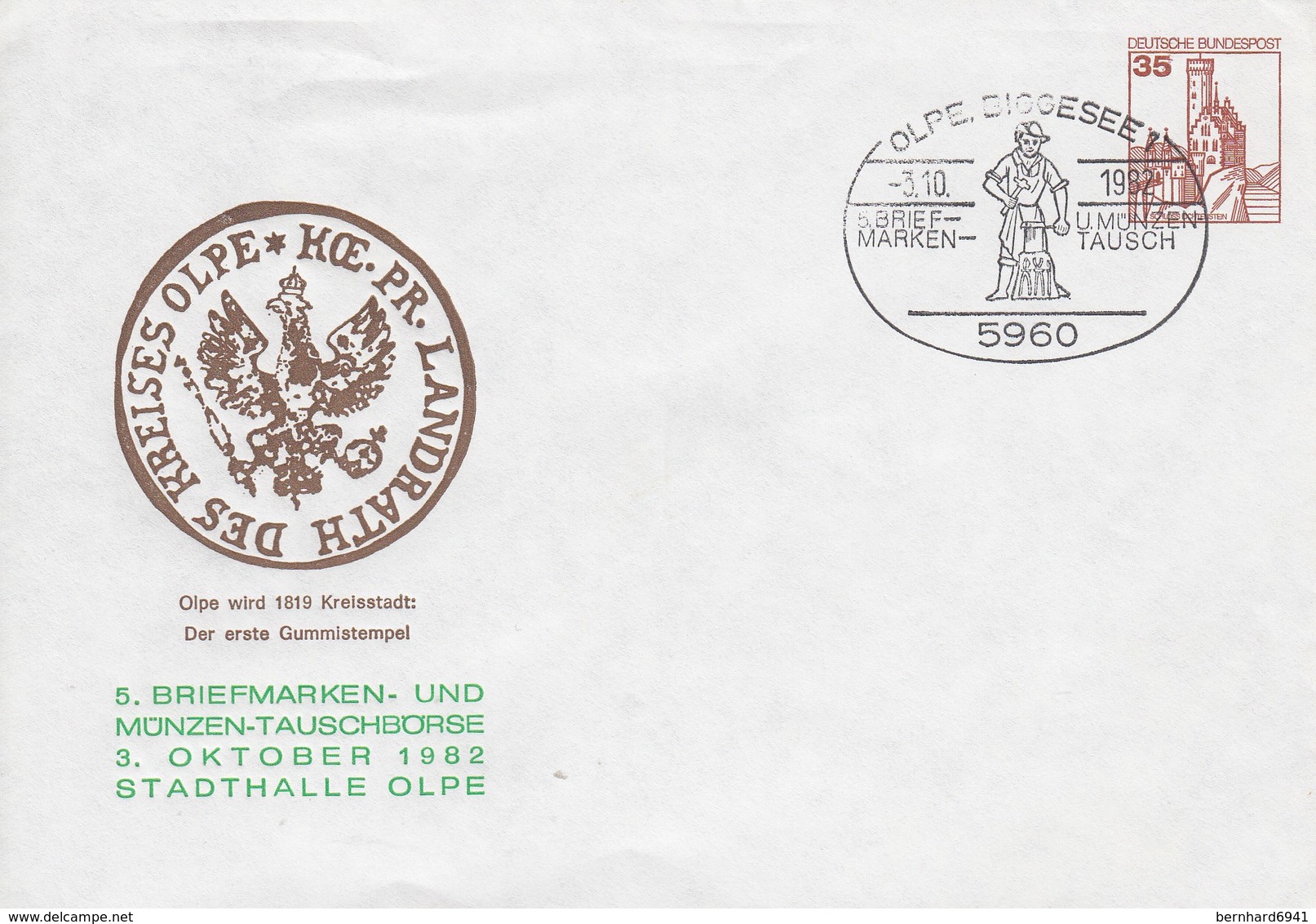 PU 250/37a  5. Briefmarken- Und Münzen-Tauschbörse 1982, Olpe,Biggesee 1 - Privatumschläge - Gebraucht