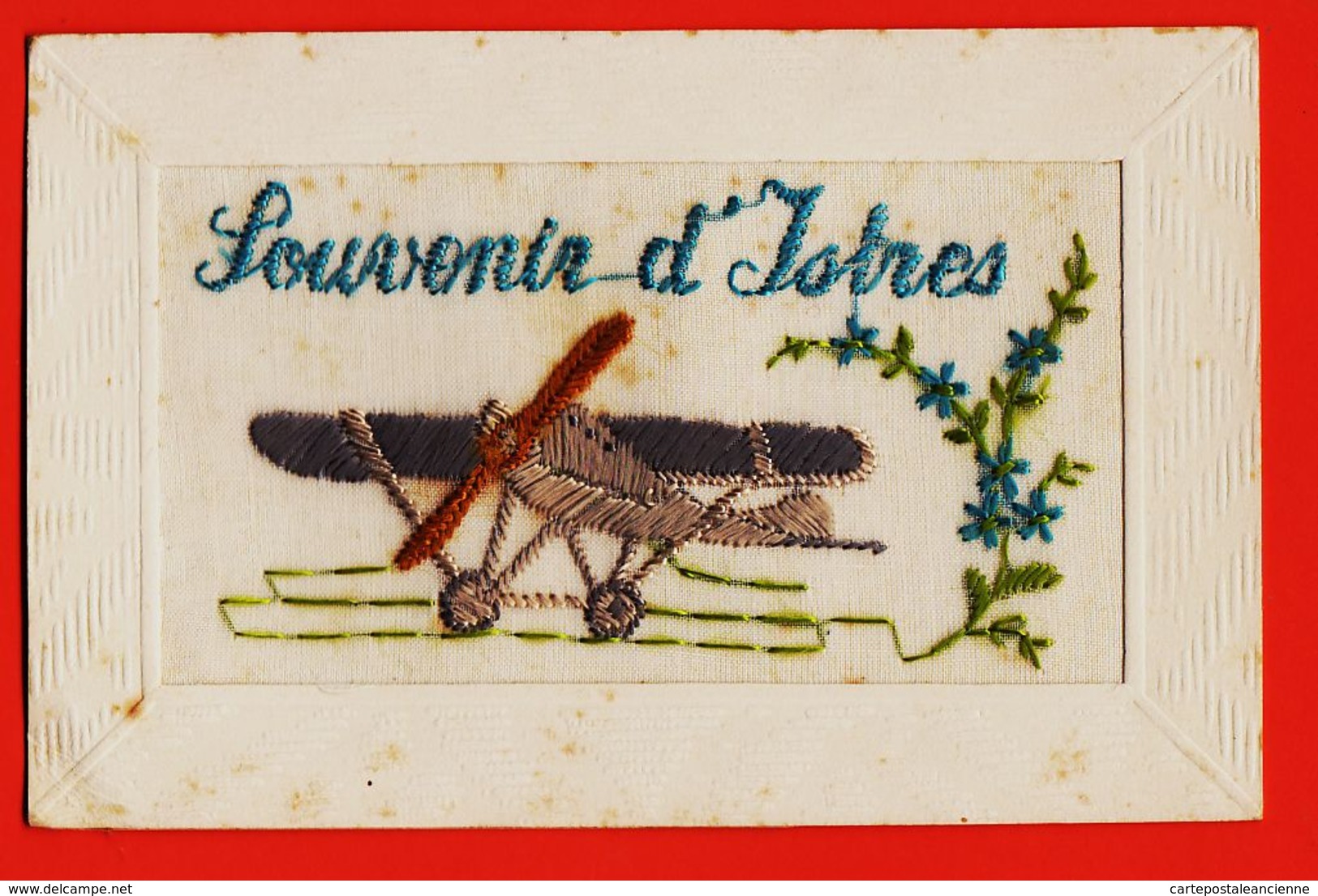 MER028 Rare Carte Brodée SOUVENIR D' ISTRES 1920s Cpavion Militaire 13 Bouches-du-Rhone - Istres