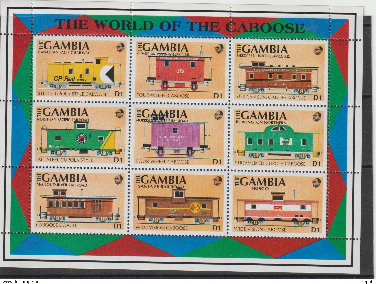 Gambie 1991 Trains Série 1035-43 9 Val ** MNH - Gambie (1965-...)