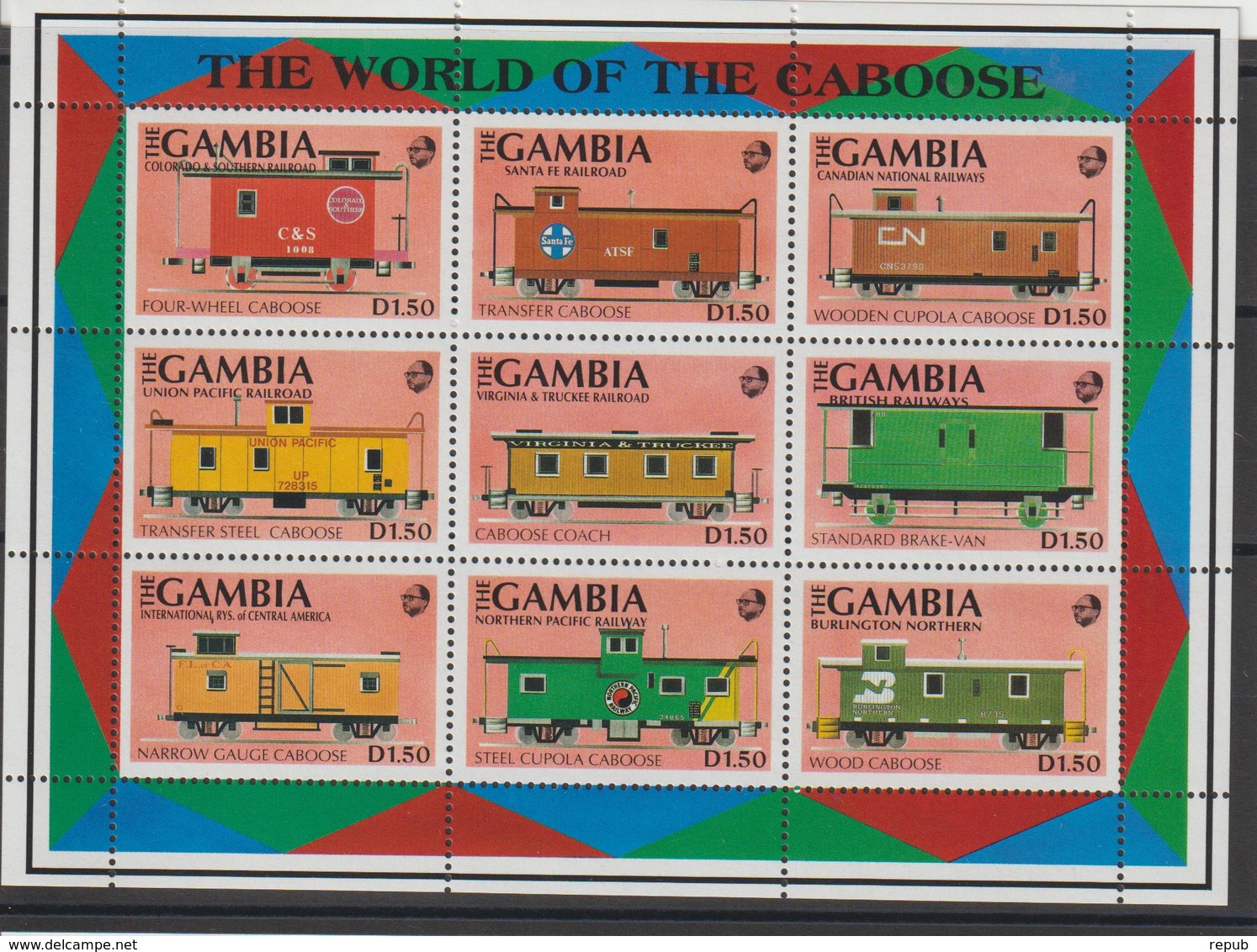 Gambie 1992 Trains Série 1120-28 9 Val ** MNH - Gambie (1965-...)