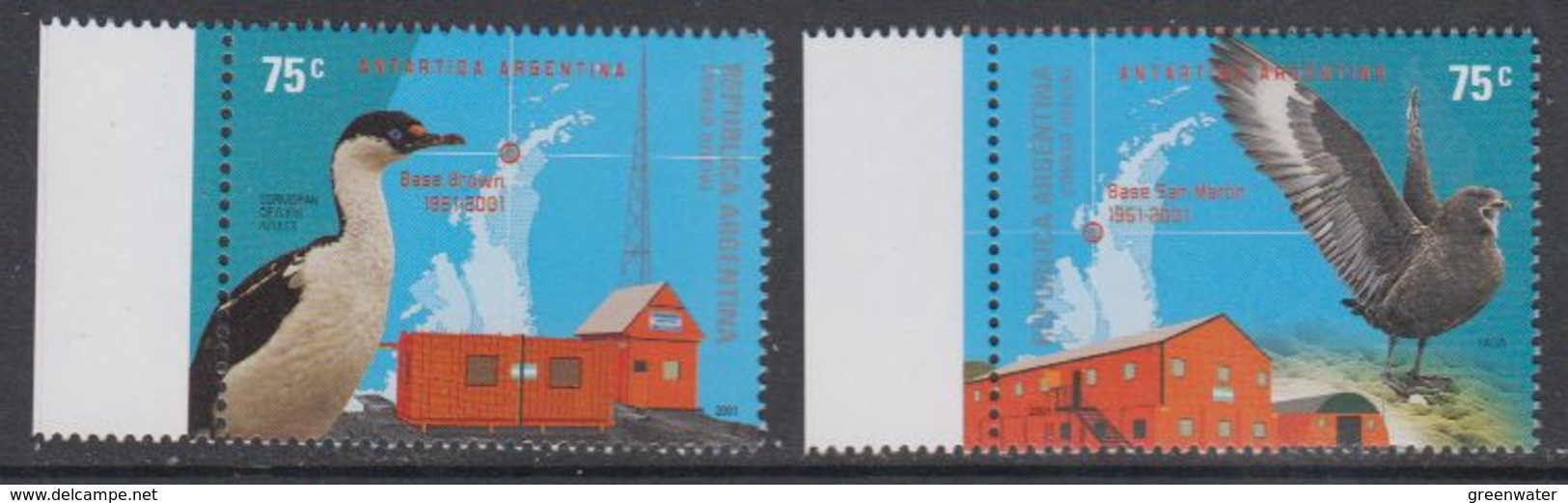 Argentina 2001 Antarctica Base Brown & San Martin 2v (+margin) ** Mnh (43110A) - Andere & Zonder Classificatie