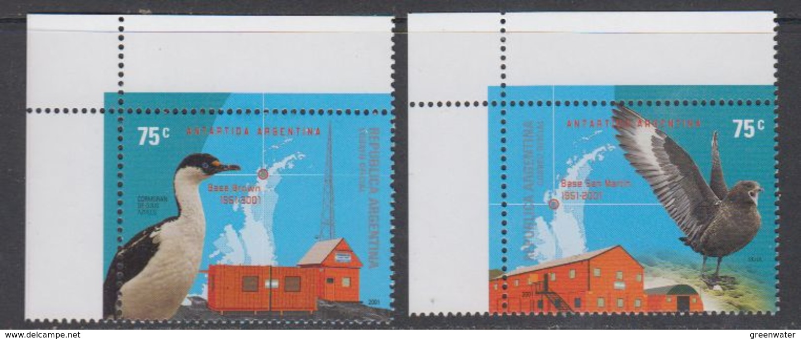 Argentina 2001 Antarctica Base Brown & San Martin 2v (corner) ** Mnh (43110C) - Andere & Zonder Classificatie