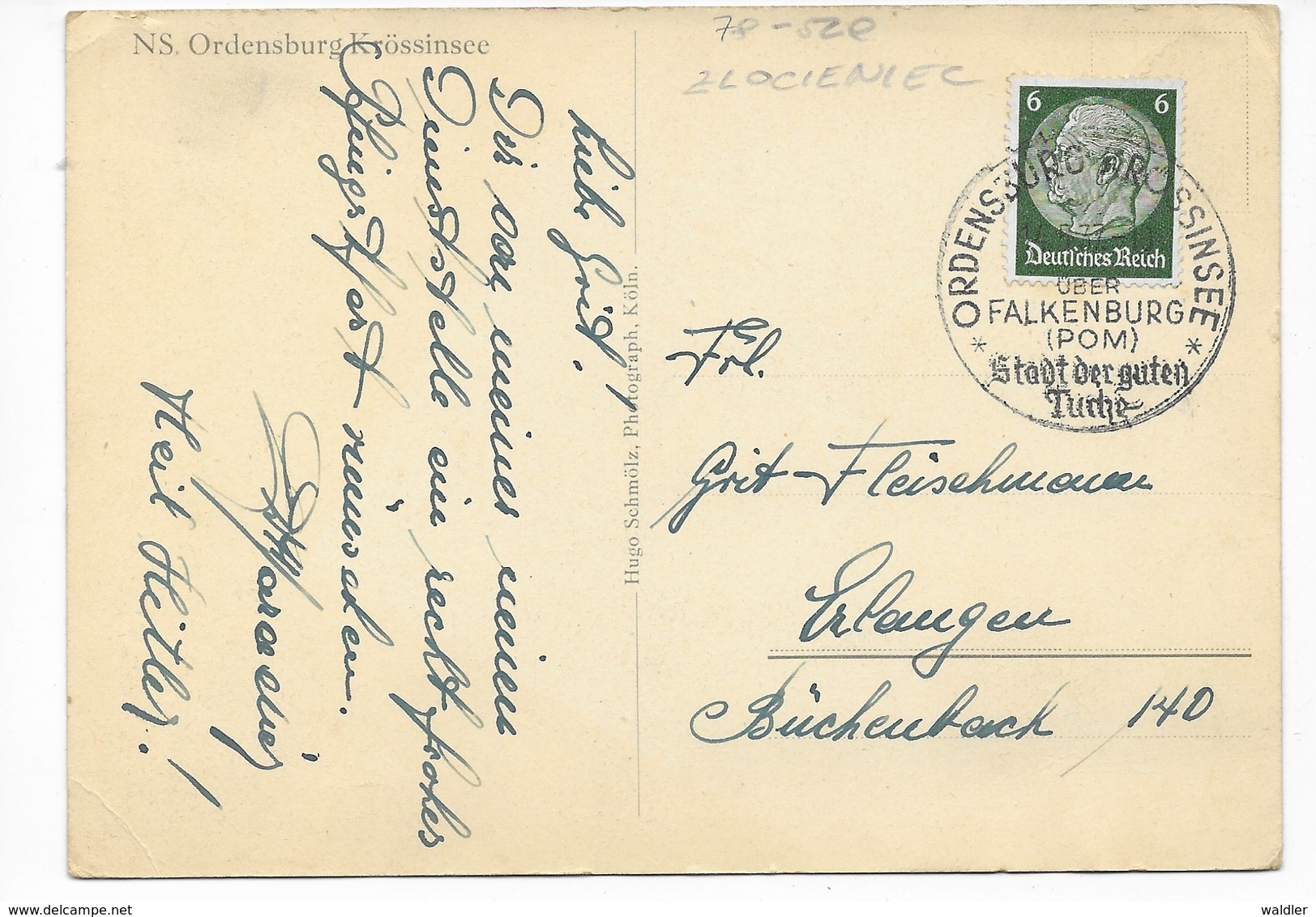 78-520  ZLOCIENIEC  -  ORDENSBURG KRÖSSINSEE  1937 - Polen